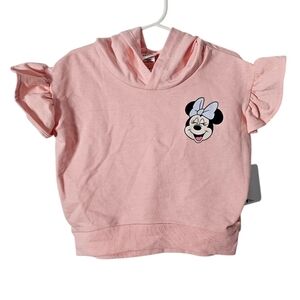 Disney Minnie Mouse Hooded Pink Sweatshirt Short Sleeve Size 4